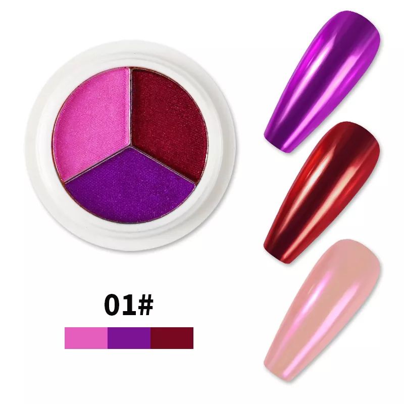 NEW Solid Chrome 3 Color Mirror Powder / Donut Glaze Aurora Chrome Dekorasi Nailart Best Seller