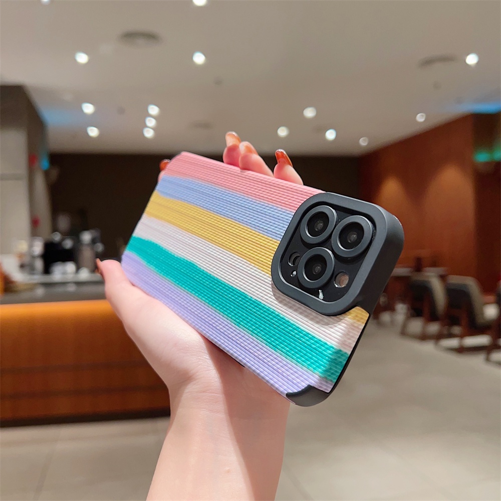 Soft Case Warna Permen Pelangi Untuk iPhone 14 13 12 11 Pro Max 14 Plus 7 8 Plus X Xs Max XR