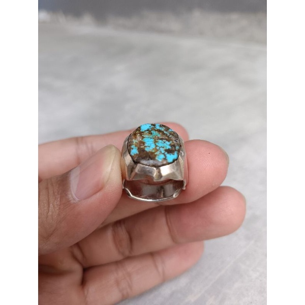 Batu Akik Pirus persia asli iran ring Perak