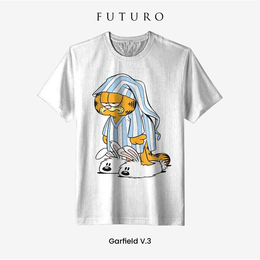 Tshirt Kaos Lengan Pendek Unisex Premium Cotton Combed 24S Garfield V.2