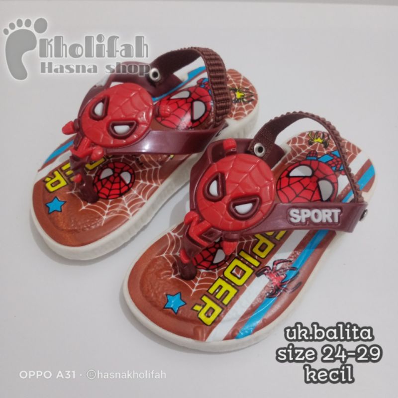 sandal bayi bunyi cit-cit karakter Spiderman/Doraemon lucu murah