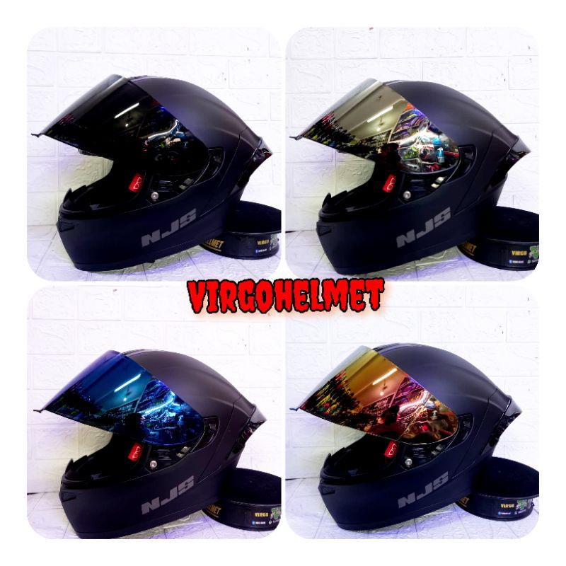 HELM NJS ZX -1 SOLID BLACK DOFF PAKET GANTENG ( ongkir termurah 2 kg)
