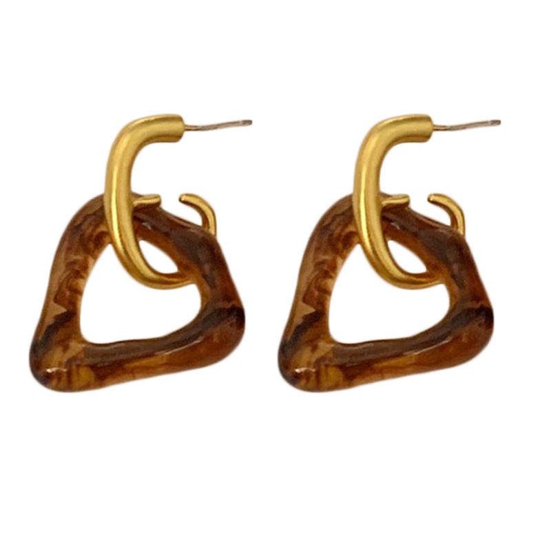 Fancyqube Anting S925 Silver Needle Akrilik Matte Bentuk Segitiga Model Hollow Untuk Wanita