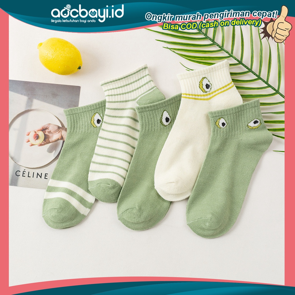 PROMO 10.10 PUNCAK ☀ACCBAYI☀ KK09 Kaos Kaki Wanita Motif Buah Alpokat Avocado Kaos Kaki Pendek Fashion Korea