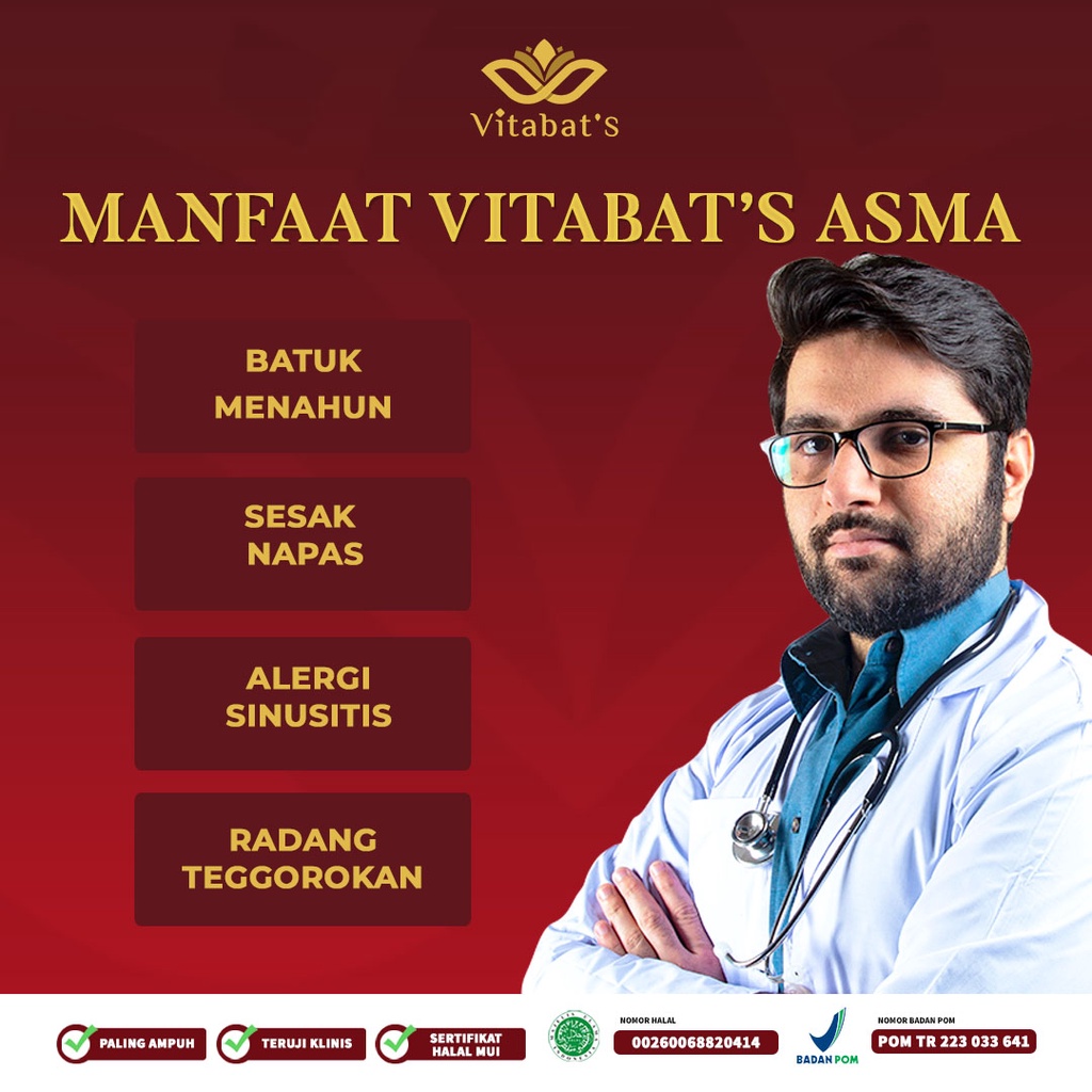 Obat Asma VITABATS Herbal Sesak Nafas Batuk Sembuh Tanpa Efek Samping Tradisional Paling Ampuh Obat Paru Paru Bronkitis Sinusitis TBC