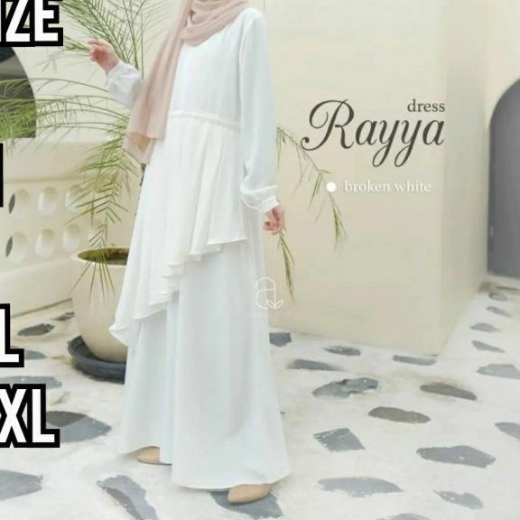 Febrina Gamis murah Baju gamis kekinian Remaja terbaru 2020 - Putih, S