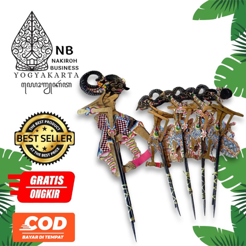 NAKIROHBUSINESS WAYANG KULIT SAPI ASLI PANDAWA LIMA 1SET PREMIUM KULIT SAPI ASLI KUALITAS SUPER BERG