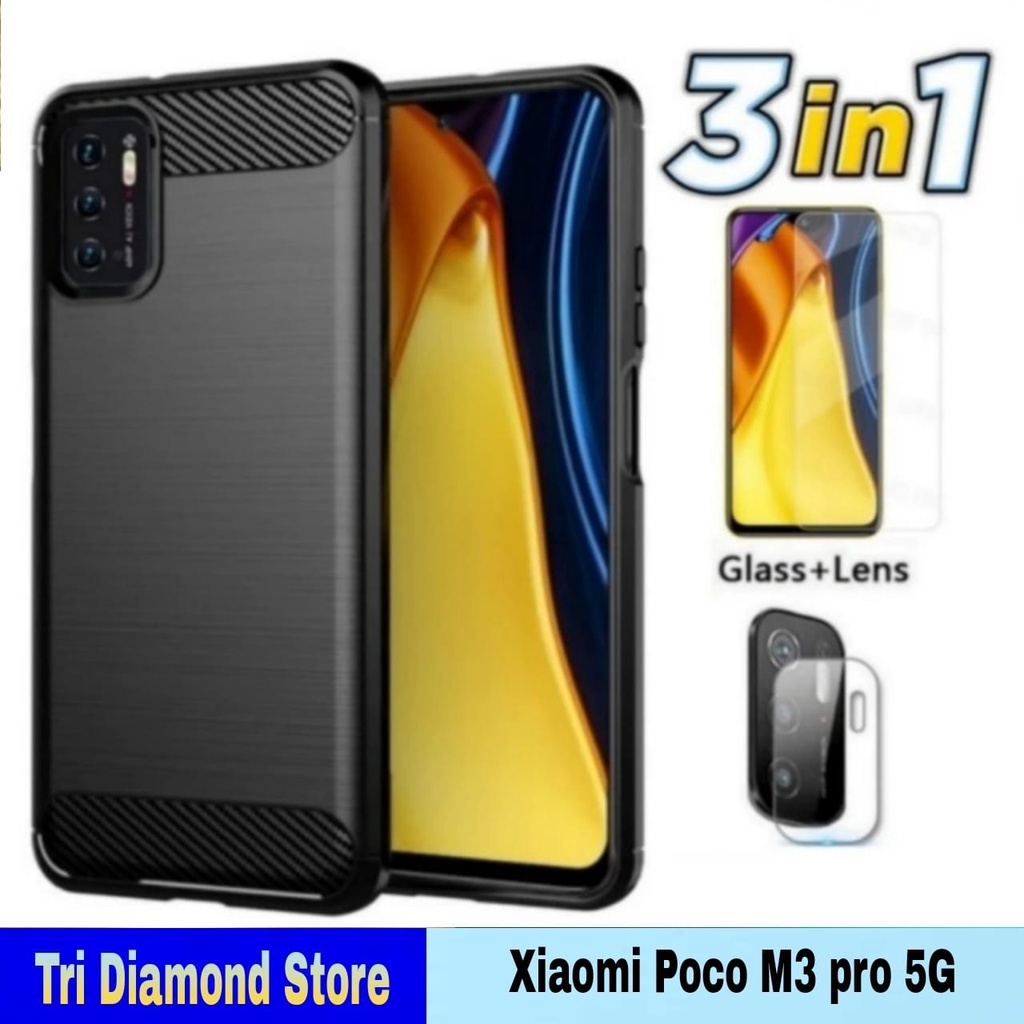 PAKET 3 IN1 CASE XIAOMI POCO M3 PRO 5G 2021 IPAKY SUPER EXCELLEN