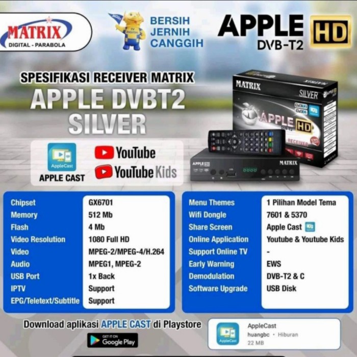 Set Top Box Matrix Apple Dvb T2 Matrix Silver Bisa Youtube