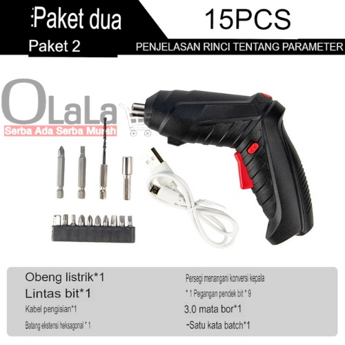 BOR OBENG CORDLESS SCREWDRIVER FULL SET JS-4915