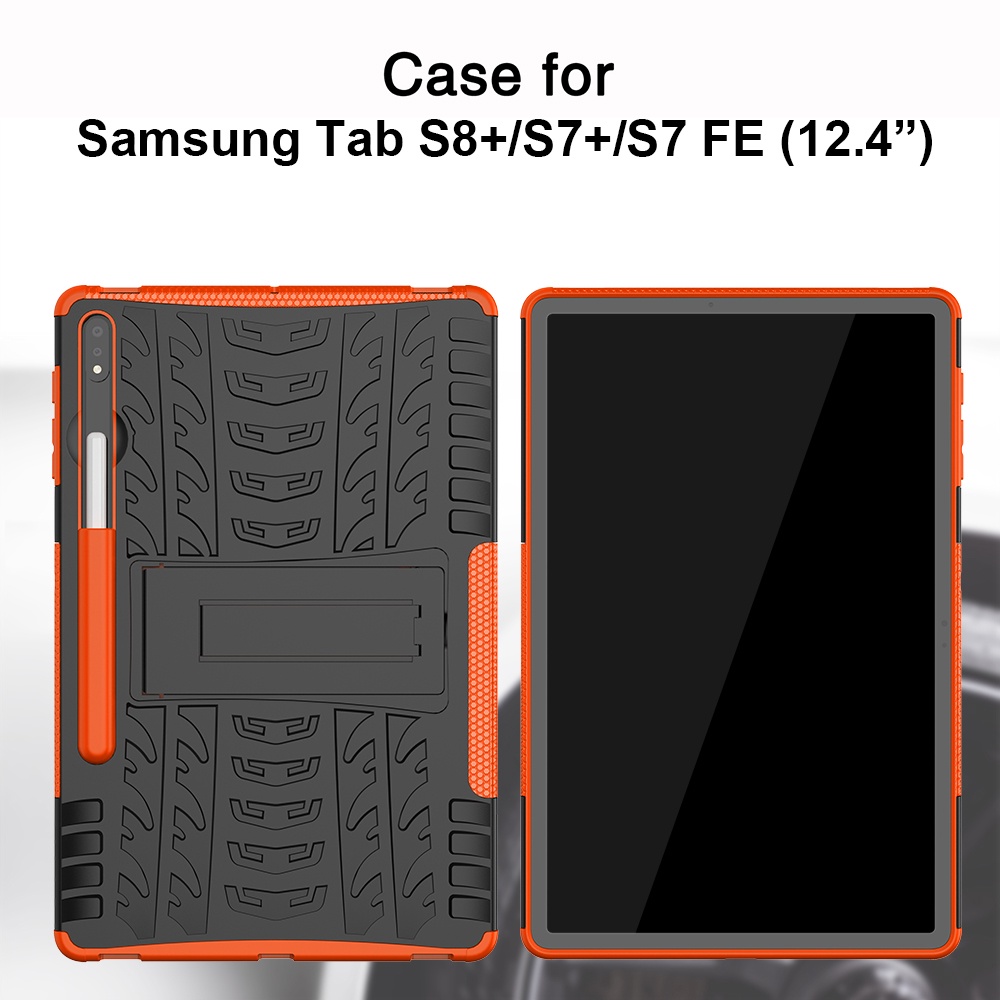 Untuk Samsung Galaxy Tab S7 FE S8 Plus S8+S7+12.4 &quot;SM-X800 SM-X806 SM-T730 SM-T733 SM-T736B SM-T970 SM-T976B Tablet Stand Cover Fashion Dazzle Kickstand Pelindung Shockproof Case