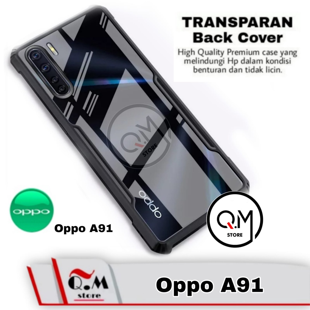 Case Oppo A91 Shockproof Transparent Armor Casing Pelindung Back Cover