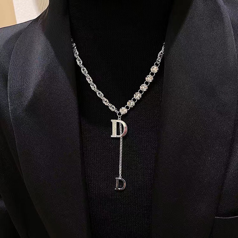 Kalung Desain Huruf D Gaya Korea Untuk Musim Gugur Dan Dingin