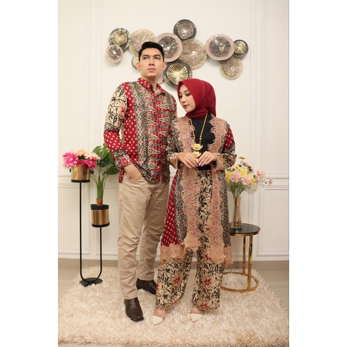 Batik Couple Modern Viscose Semi Sutra | Setelan Batik Wanita | Couple Batik Modern + Masker