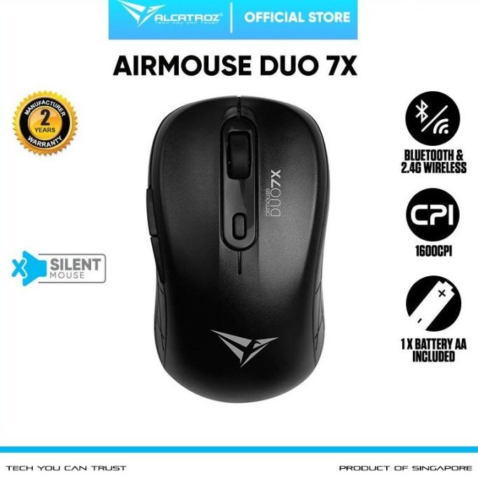 Mouse Wireless & Blueooth 5.0 Alcatroz Airmouse Duo 7X Silent Click Refanadakugo