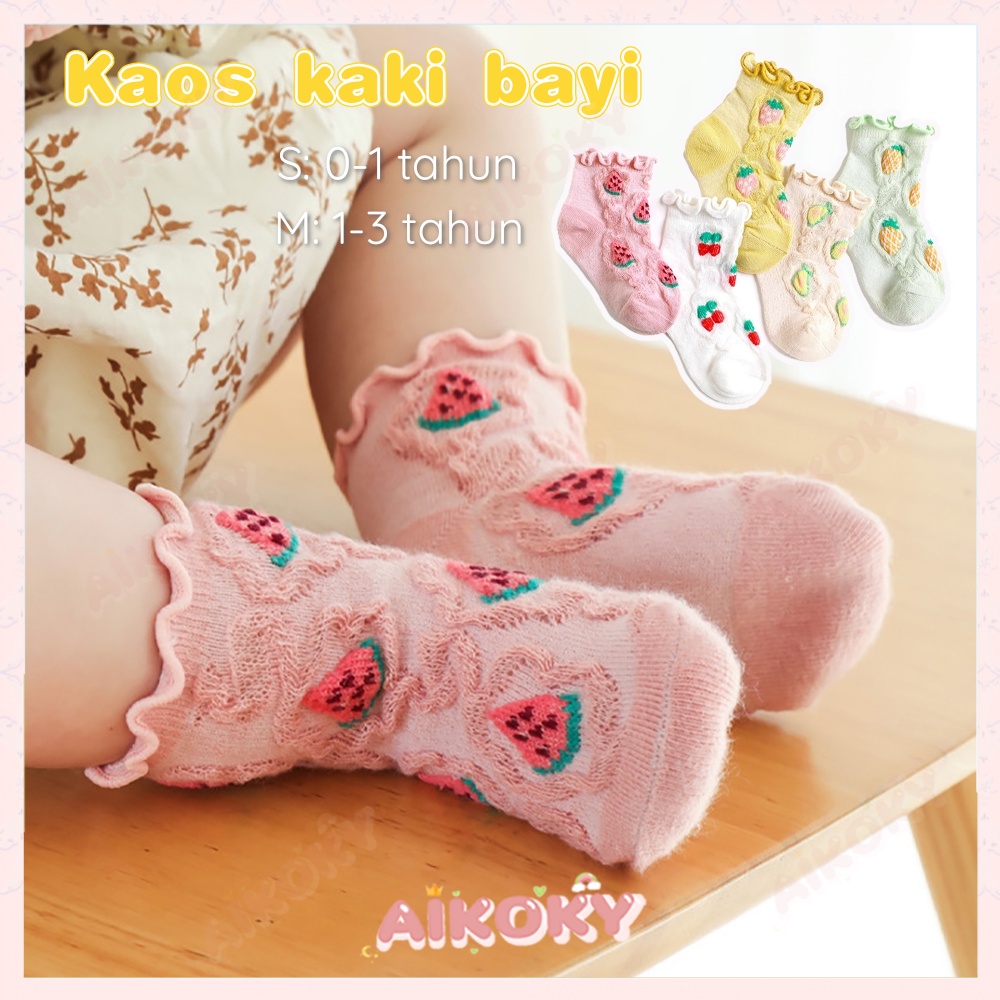 Aikoky Kaos kaki bayi anti slip/Kaus kaki bayi perempuan/Baby Socks Dengan Model Buah