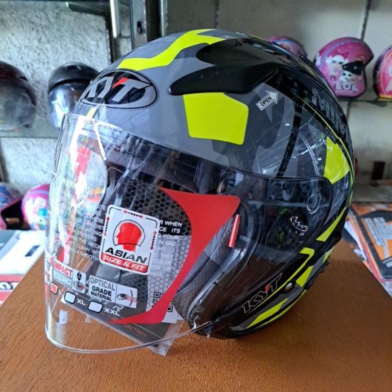 HELM KYT GALAXY FLAT R MOTIF #4 BLACK YELLOW FLUO