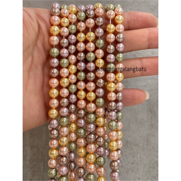 Mutiara Shell Kerang Asli 6mm bahan renceng kalung gelang