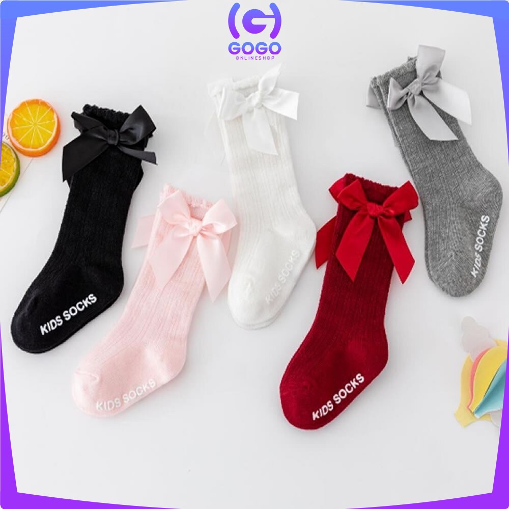 GOGO-P89 Kaos Kaki Anak Perempuan Panjang Pita Anti Slip Kaos Kaki Anak Cewek Antislip Kids Sock