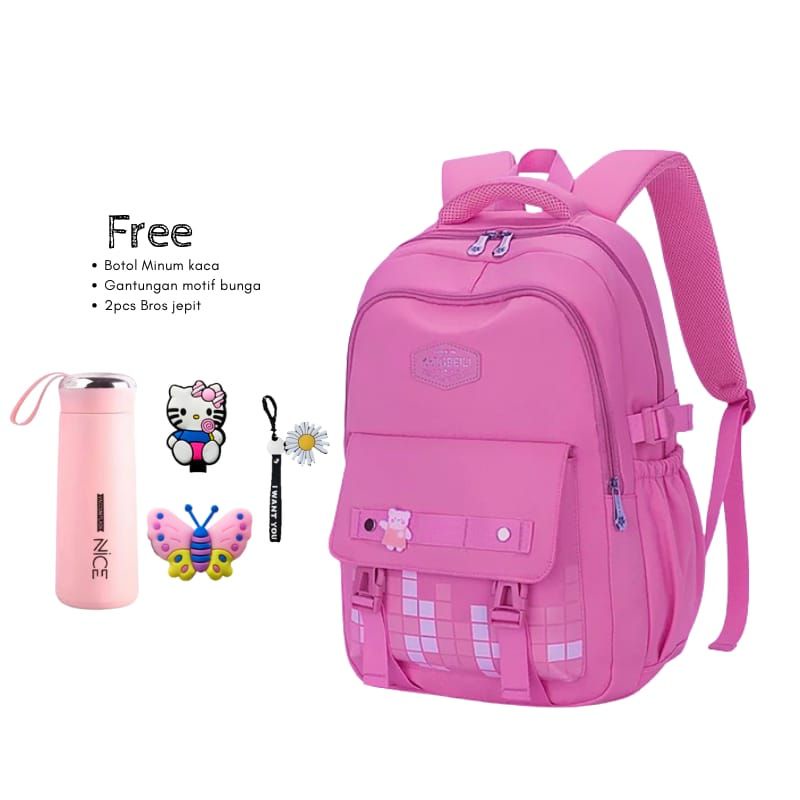 Tas Ransel Wanita Motif Catur Tas Ransel Anak Beseller Kapasitas Besar