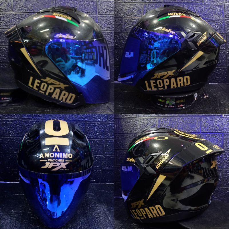 HELM JPX NOVA X SOLID BLACK LEOPARD PAKET GANTENG JPX NOVA