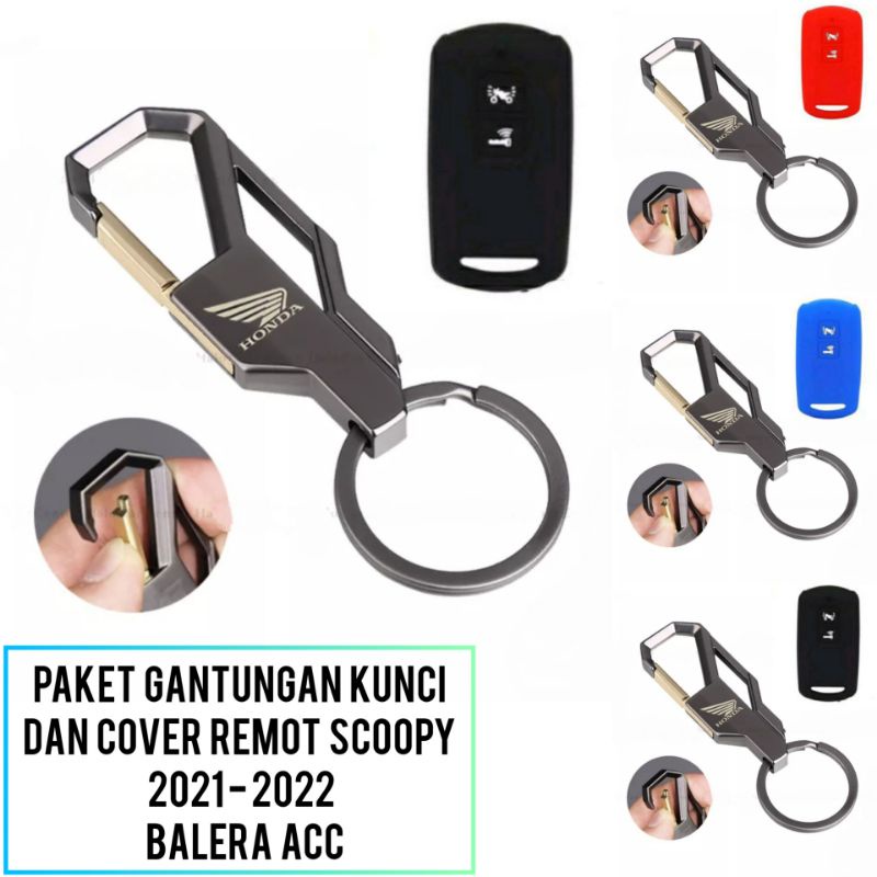 Paket gantungan kunci Logo Honda Dan cover remot scoopy 2021 - 2022