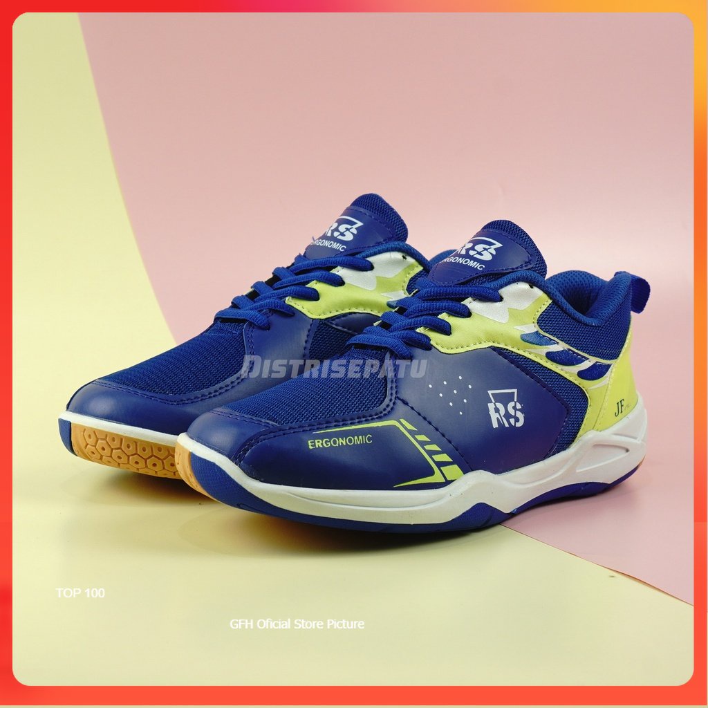 RS Ergonomic Sepatu Badminton Bulu Tangkis Pria Anti Licin Nyaman Dikaki Size 39 - 43