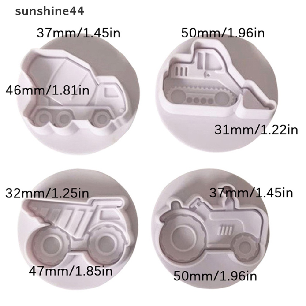 Sunshine 4Pcs Cetakan Pemotong Fondant Bentuk Mobil 3D DIY