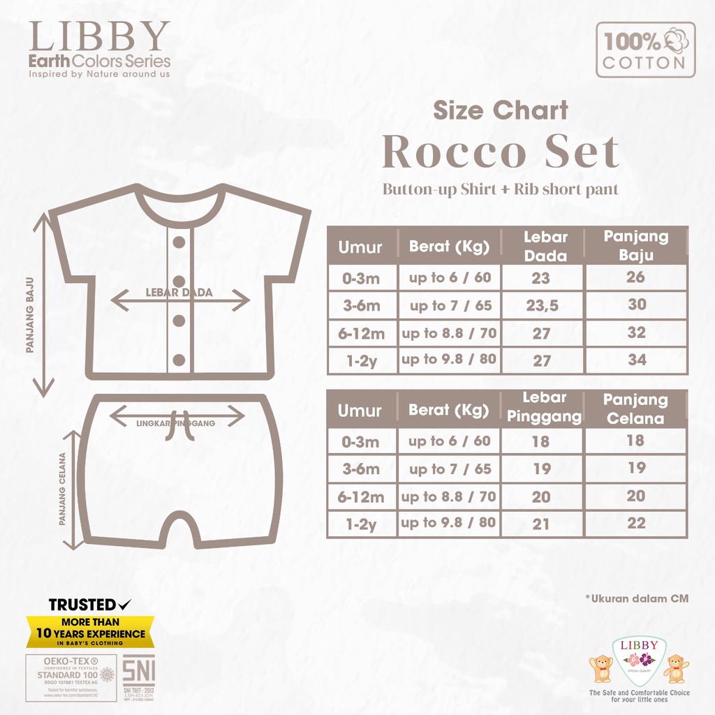 Libby Earth Rocco Set Setelan Pendek Celana Pendek Baju Set Anak