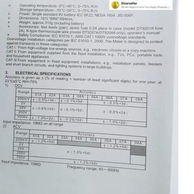 Multitester Digital DT 9205A DT9205A ORIGINAL