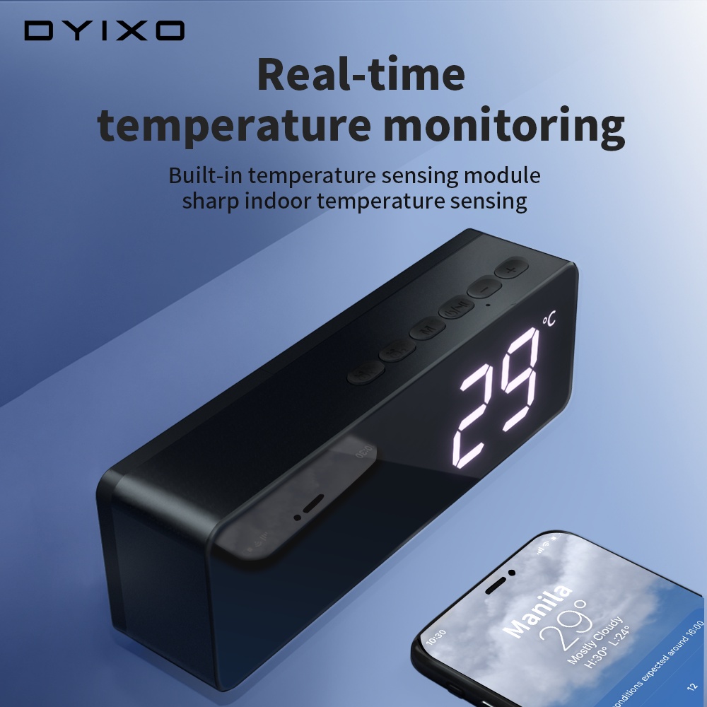 【COD】 DYIXO Speaker Bluetooth Nirkabel dengan Tampilan LED Super Volume Stereo Jam Alarm Speaker Portabel