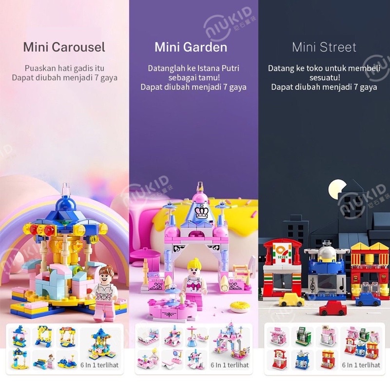 READY STOCK ✔️ Mainan 106-147Pcs + 1 Minifigure Building Blocks 6 In 1