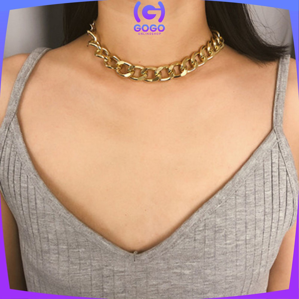 GOGO-K138 Kalung Choker Retro Rantai Besar Wanita Pria Hip Hop Korean Necklace Big Chain Aksesoris Perhiasan Fashion