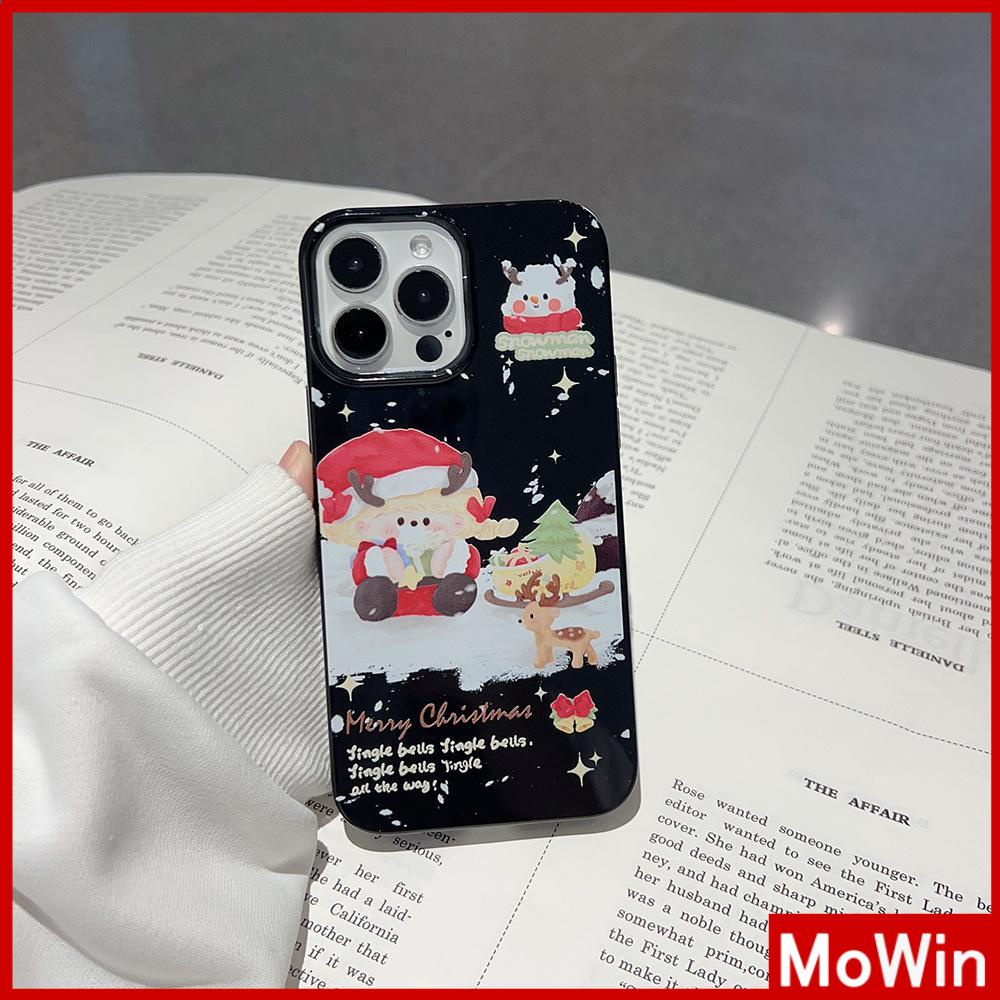 For iPhone 14 Pro Max iPhone Case Glossy Black TPU Soft Case Shockproof Protection Camera Merry Christmas Santa Claus Compatible For iPhone 13 Pro max 12 Pro Max 11 xr xs 7Plus 7 8