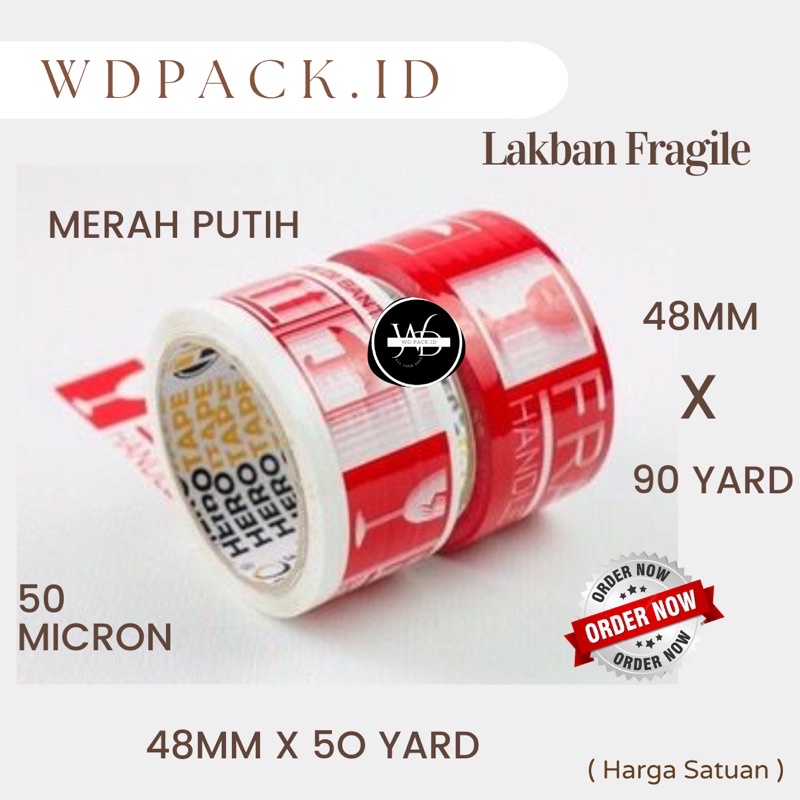 

LAKBAN FRAGILE PUTIH MURAH PREMIUM 48MM 50/90 YARD 48 MM
