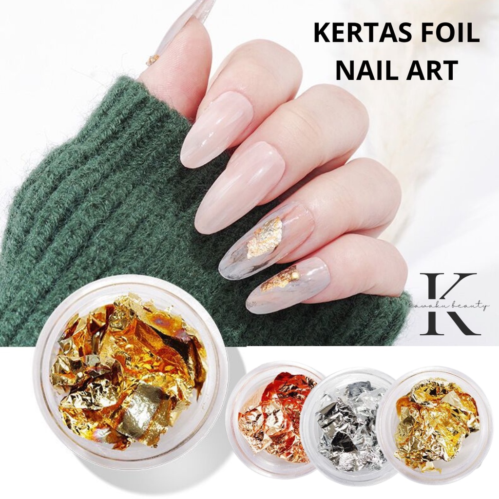 Nail Foil/ Alumunium Foil Nail art Silver dan Gold / Kertas Foil Hiasan Kutek Kuku
