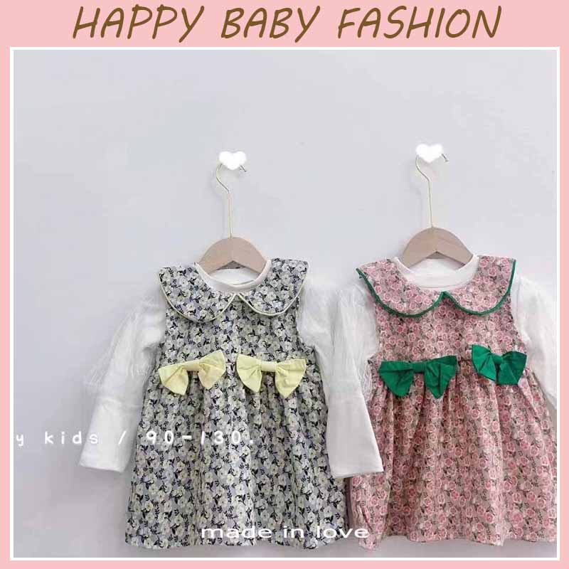 【Baru Datang】(0-4 Tahun )QZ-106 Dress Anak Cewek premium + Baju Lengan Panjang Motif Bungga TERMURAH