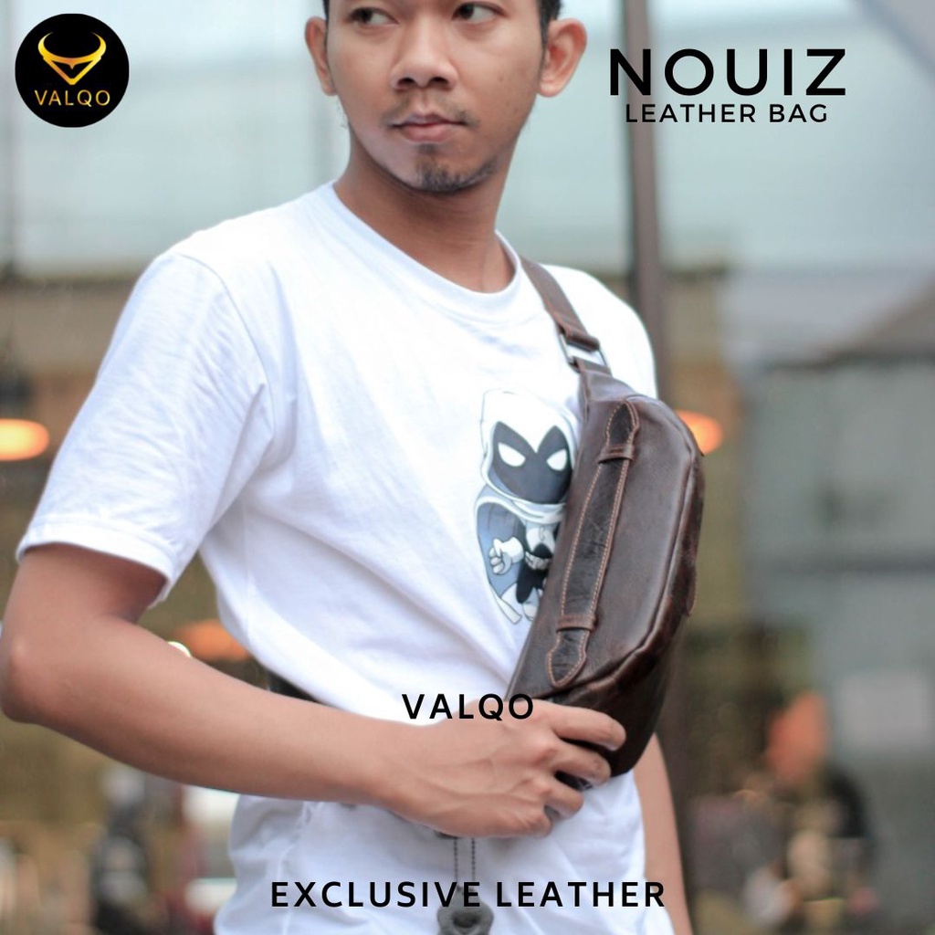 [VALQO] Tas NOUIZ Kulit Sapi Dada Pinggang Waist Bag Sling bag Cowok Cewek Pria Wanita Laki bisa COD