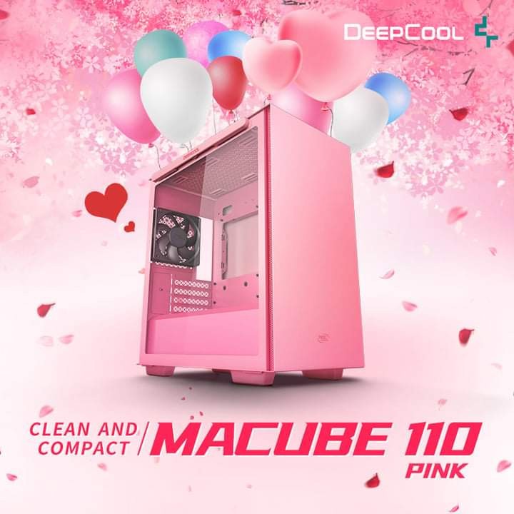 DEEPCOOL MACUBE 110 PINK | M-ATX TEMPERED GLASS CASE CASING KOMPUTER