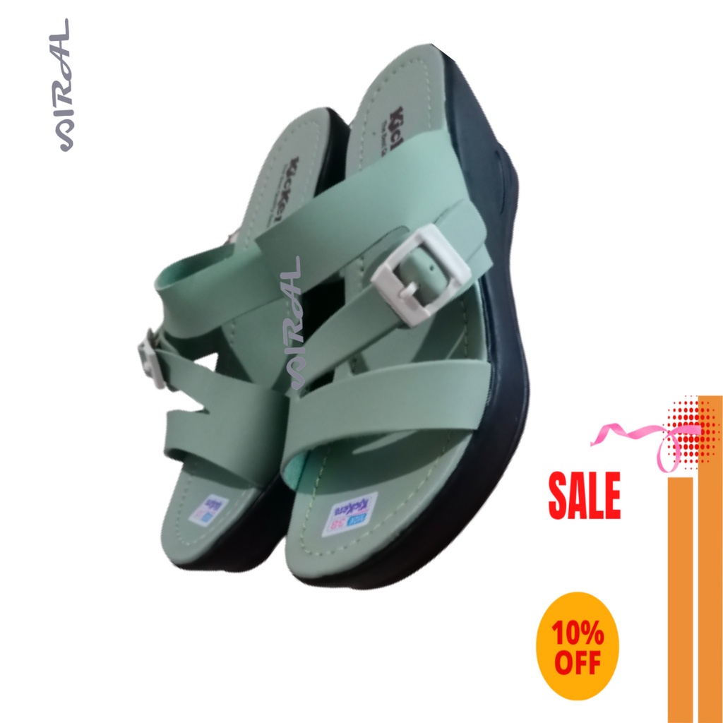 Sandal Slop Wanita Model Baru gesper Wedges