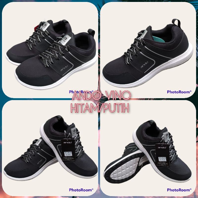 SEPATU SNEAKERS ANDO VINO / REBECCA/SAGA HITAM PUTIH SIZE 37-40