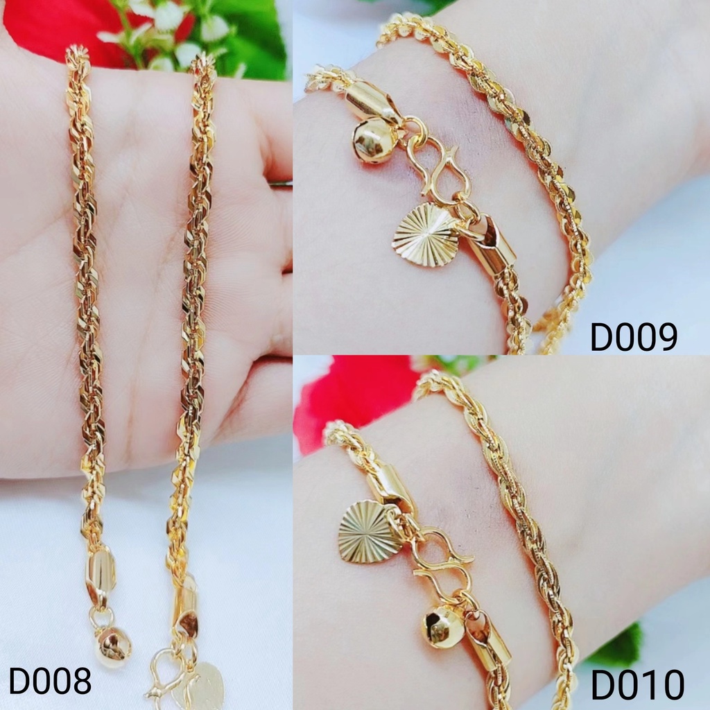 Gelang Xuping Rantai Polos Lapis Emas 24k Perhiasan Wanita D008/009/010