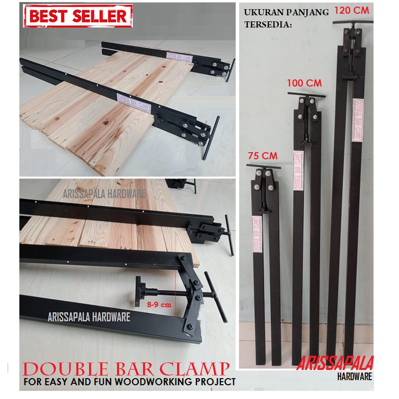 Catok Klem Sambungan Papan Kayu T Bar Clamp Pipe Clamp Double Bar Clamp