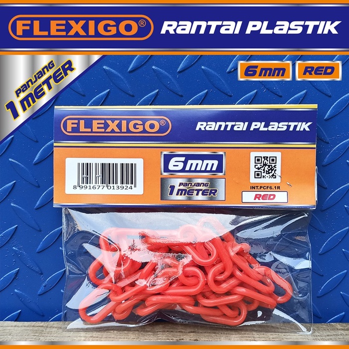 Rantai Plastik Traffic Cone Plastic Chain 6 mm ( 1 meter ) Merah