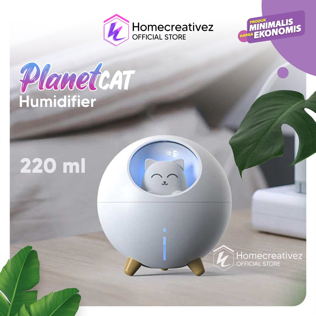 Humidifier Unik - Himist Air Humidifier Ultrasonic Aromatherapy Oil Diffuser Desain Kucing 220ml