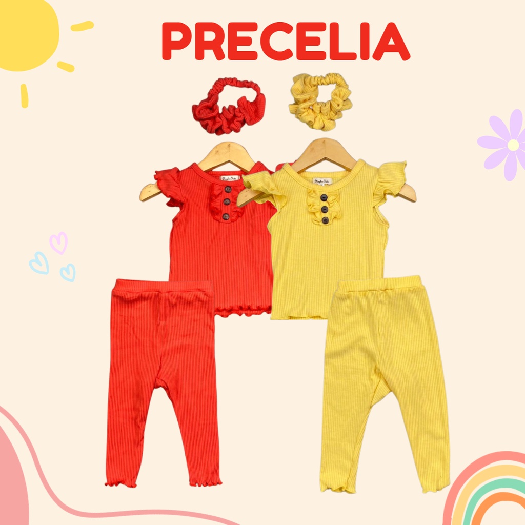 3-24 BLN SETELAN BAYI PRECELIA FREE HEADBAND SETELAN BAYI PEREMPUAN PREMIUM by MYBEE (SNI) VERSI 2