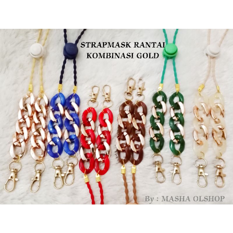 Konektor Masker StrapMask 2in1 Tali Rantai Gold Hijab Wanita Murah Mewah Kekinian