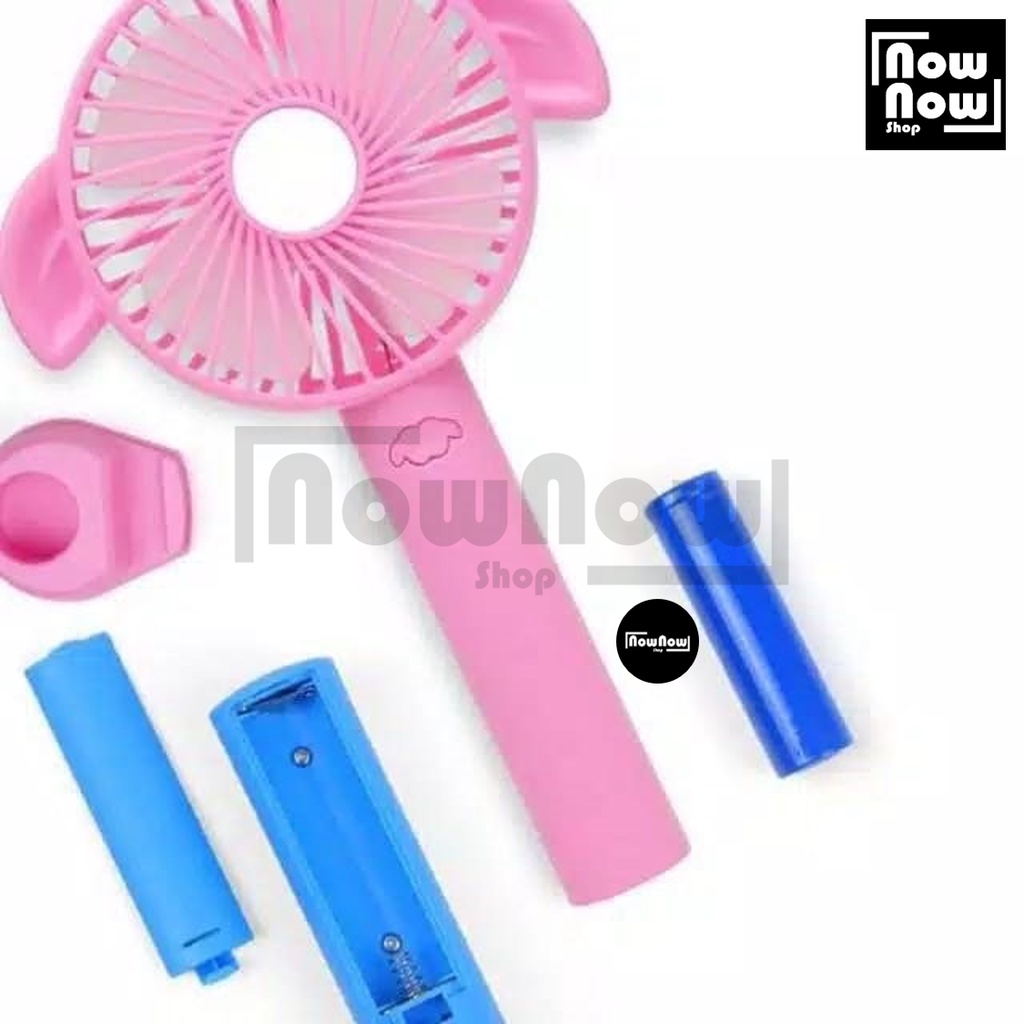 Kipas Angin Portabel Mini Motif Kuping 8801 Kipas Tangan Karakter Genggam Handy Portable Multifunctional Fan Stand Cartoon Fan Free Baterai Rechargeable Isi Ulang 18650 3400 mAh