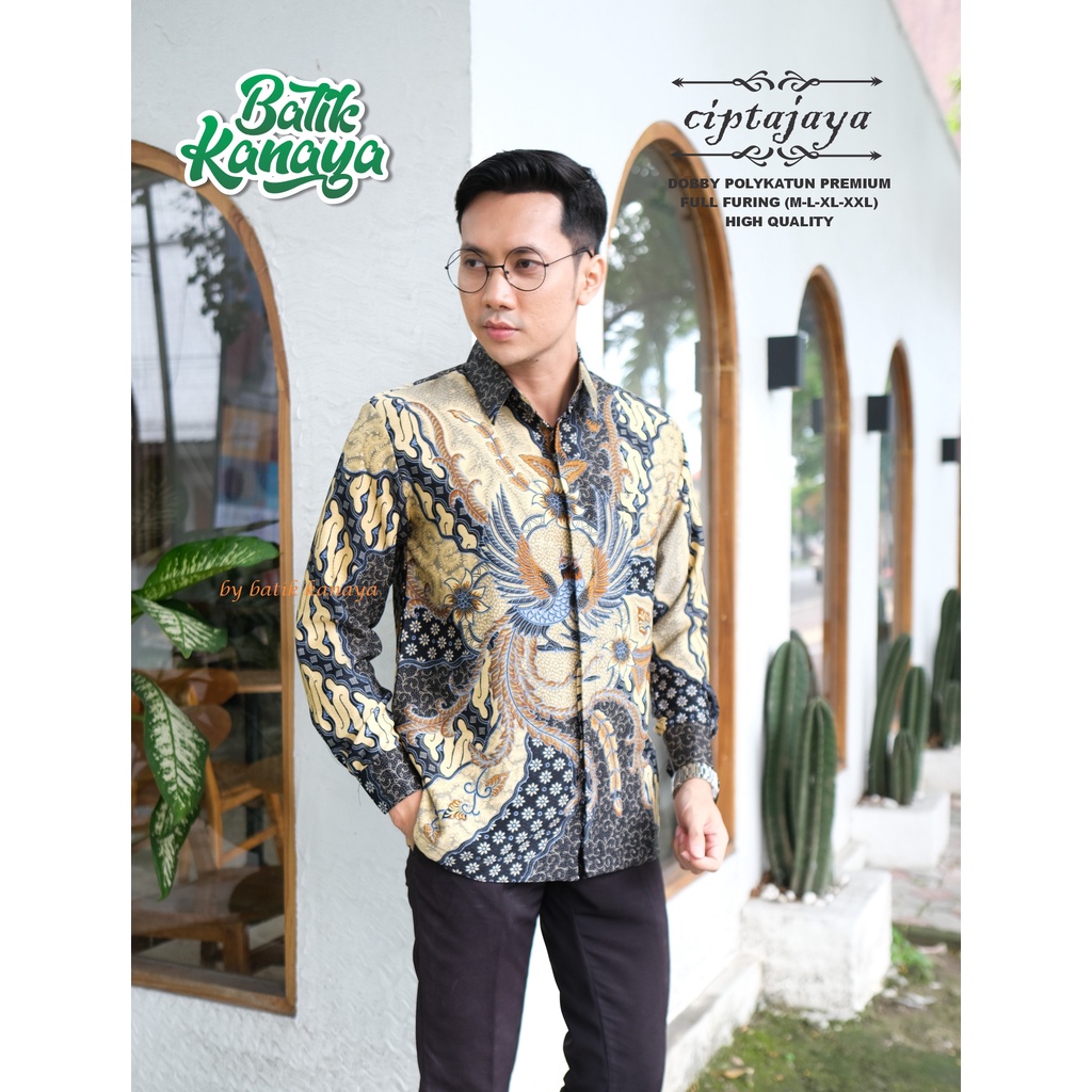Kanaya - Baju Batik Pria Lengan Panjang Modern Full Furing Bahan Katun Kualitas Ekspor CIPTAJAYA
