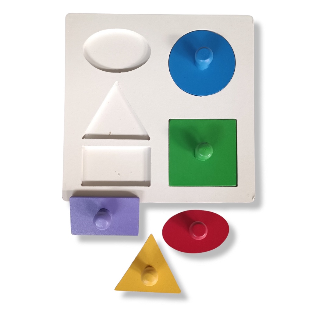 Puzzle Knop Geometri Warna Bahan Tebal - Mainan Edukasi Anak